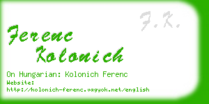 ferenc kolonich business card